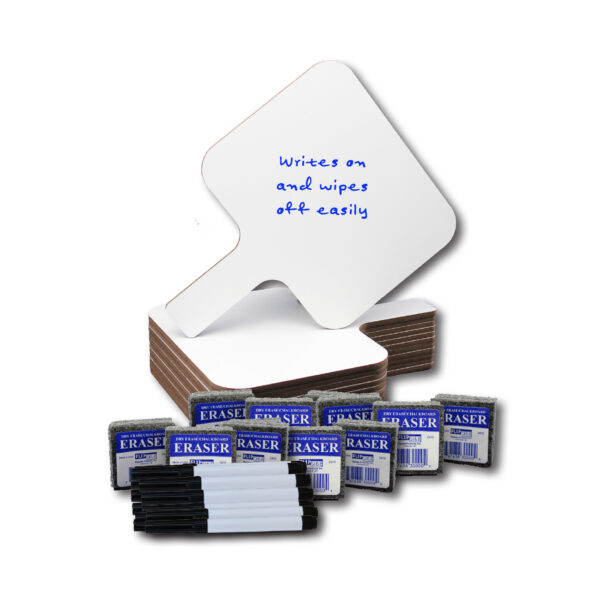 ERSFLP10041_2.jpg Rectangular Dry Erase 8" x 9.75" Answer Paddle + Pen + Eraser Set, 12 Sets