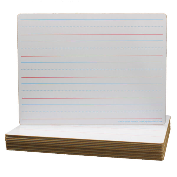 ERSFLP10134.jpg Two-Sided Dry Erase Board, Plain-Ruled, 9" x 12", Classpack of 12