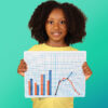 Black Kid holding blank white sign grey background Dry Erase XY Axis-Dry Erase, Two Sided, 9 x 12, Class Pack of 24