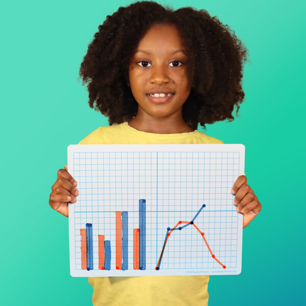 Black Kid holding blank white sign grey background Dry Erase XY Axis-Dry Erase, Two Sided, 9 x 12, Class Pack of 24