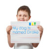 Little boy holds blank paper sheet, blue background Two-Sided Magnetic Dry Erase Board, 9" x 12", Ruled, Pack of 24