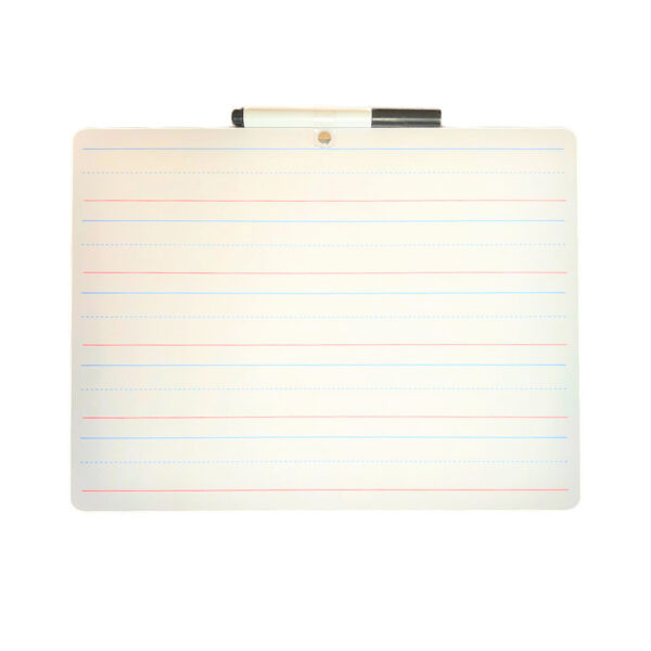 ERSFLP19034-3_3.jpg Two-Sided Primary Ruled-Blank Dry Erase Board with Attached Marker, 9" x 12", Pack of 3