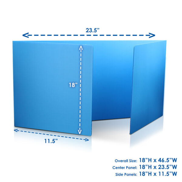 Blue Premium Corrugated Plastic Study Carrel, Pack of 12