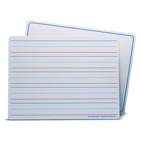 ERSFLP20034.jpg Dry Erase Learning Mat, Two-Sided Red & Blue Ruled-Plain, 9" x 12", Pack of 12