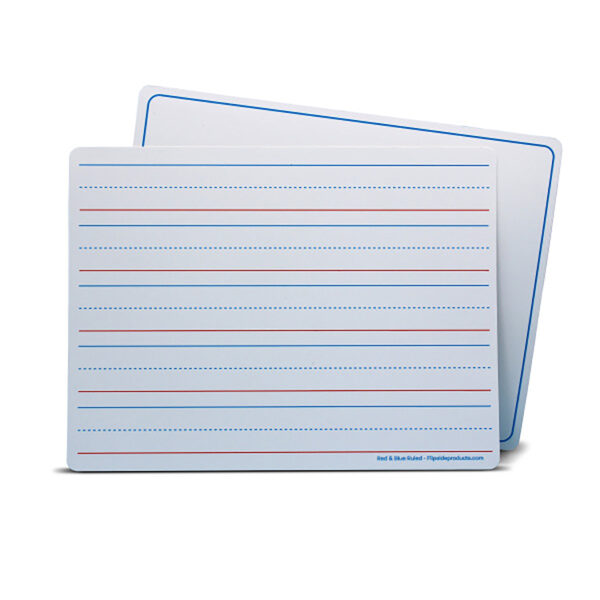 ERSFLP20176.jpg Magnetic Dry Erase Learning Mat, Two-Sided Red & Blue Ruled-Plain, 9" x 12", Pack of 24
