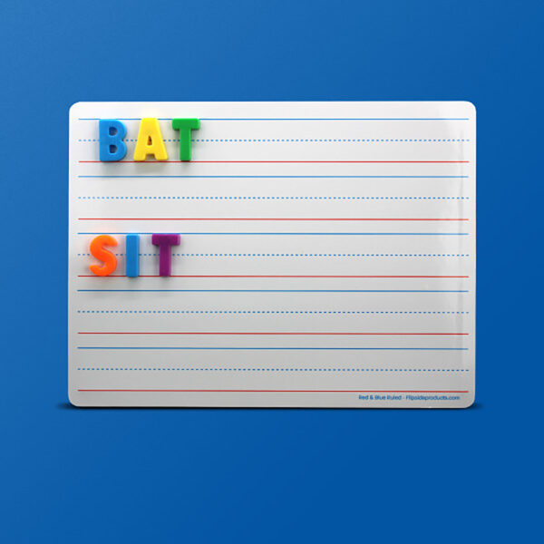 ERSFLP20276_2.jpg Magnetic Dry Erase Learning Mat, Two-Sided Red & Blue Ruled-Plain, 9" x 12", Pack of 48