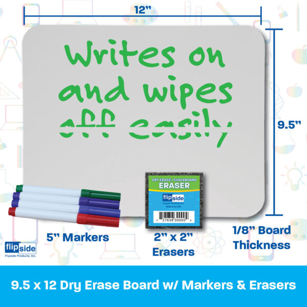 ERSFLP31003_1.jpg Dry Erase Boards (9" x 12") with Colored Pens & Erasers, Set of 12