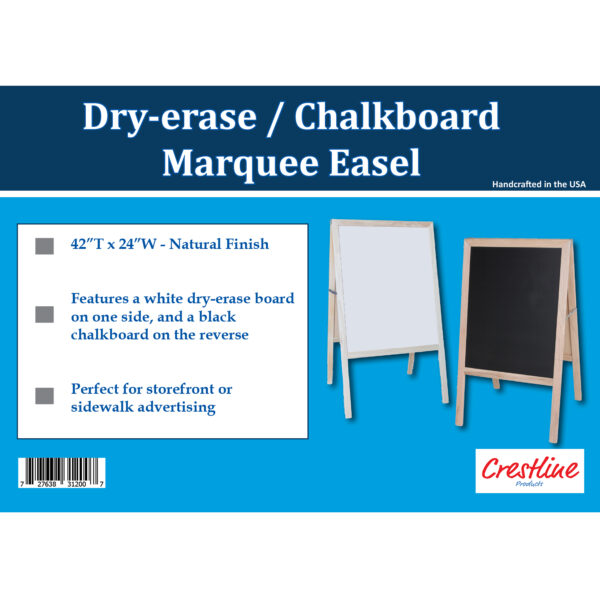 ERSFLP31200_2.jpg Natural White Dry-Erase-Black Chalkboard Marquee Easel, 42" x 24"