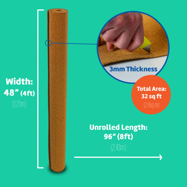 Cork Roll, 4' x 8', 3mm Thick