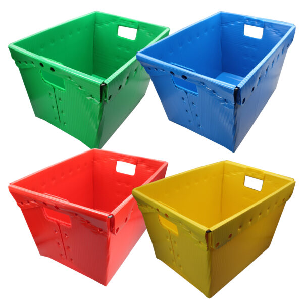 ERSFLP40192.jpg Primary Assorted Plastic Storage Postal Tote - 4 Pack