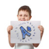 Little boy holds blank paper sheet, blue background Two-Sided Dry Erase Board, 6" x 9", Pack of 24