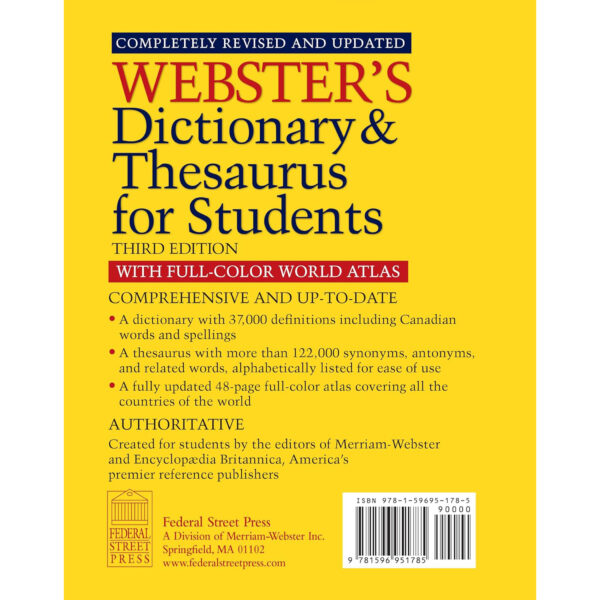 Webster's Dictionary & Thesaurus with Full Color World Atlas, Third Edition