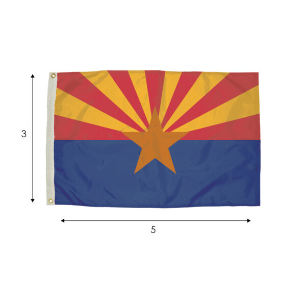 FZ-2022051_0 Durawavez Nylon Outdoor Flag with Heading & Grommets, Arizona, 3ft x 5ft