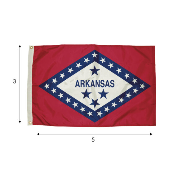 FZ-2022051_0 Durawavez Nylon Outdoor Flag with Heading & Grommets, Arkansas, 3ft x 5ft