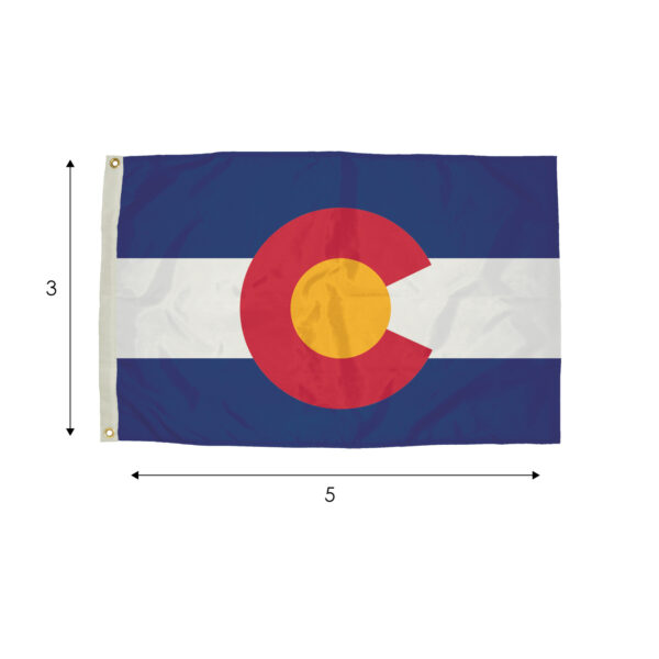 FZ-2022051_0 Durawavez Nylon Outdoor Flag with Heading & Grommets, Colorado, 3ft x 5ft