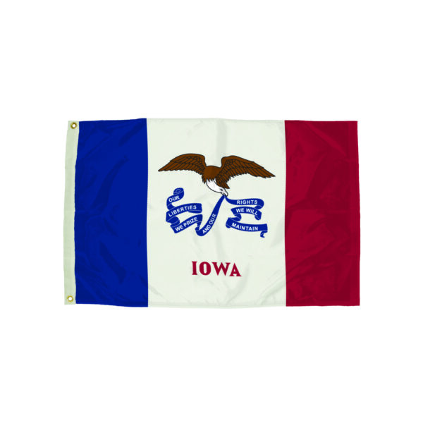 Durawavez Nylon Outdoor Flag with Heading & Grommets, Iowa, 3ft x 5ft