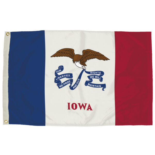 Durawavez Nylon Outdoor Flag with Heading & Grommets, Iowa, 3ft x 5ft
