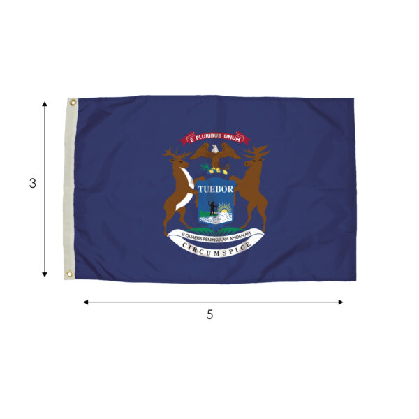 FZ-2022051_0 Durawavez Nylon Outdoor Flag with Heading & Grommets, Michigan, 3ft x 5ft