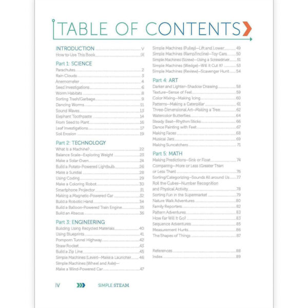 Simple STEAM: 50+ Science Technology Engineering Art Math Activities for Ages 3 to 6