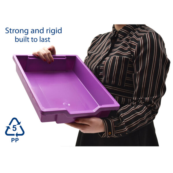 Shallow F1 Tray, Plum Purple, 12.3" x 16.8" x 3", Heavy Duty School, Industrial & Utility Bins, Pack of 8