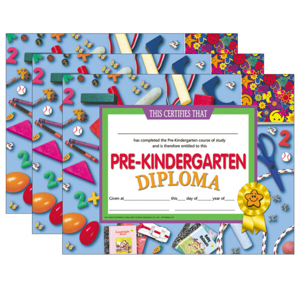 ERSH-VA500-3.jpg Pre-Kindergarten Diploma, 8.5" x 11", 30 Per Pack, 3 Packs