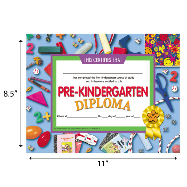 ERSH-VA500-3_2.jpg Pre-Kindergarten Diploma, 8.5" x 11", 30 Per Pack, 3 Packs