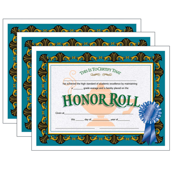 ERSH-VA512-3.jpg Honor Roll Certificate, 30 Per Pack, 3 Packs