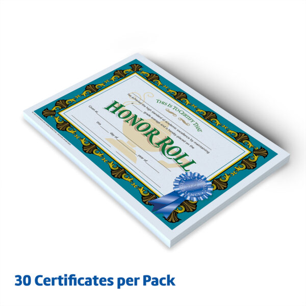 ERSH-VA512-3_1-1.jpg Honor Roll Certificate, 30 Per Pack, 3 Packs