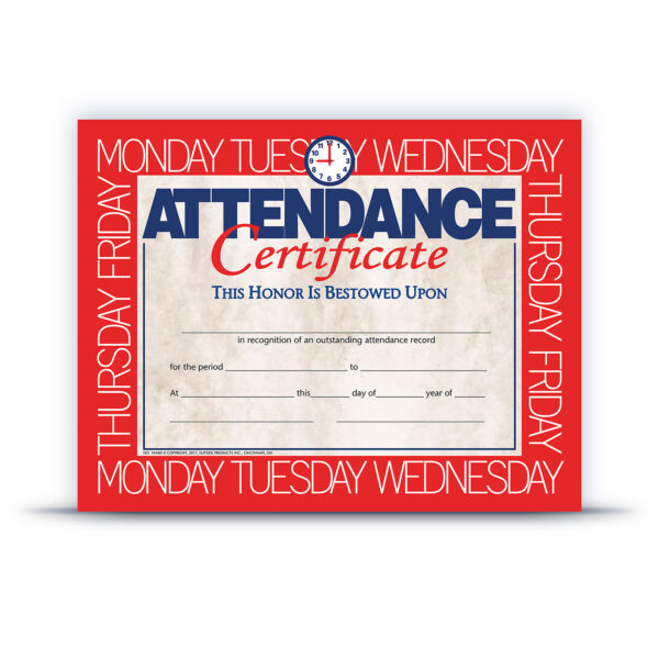 Attendance Certificate, 8.5" x 11", 30 Per Pack, 3 Packs