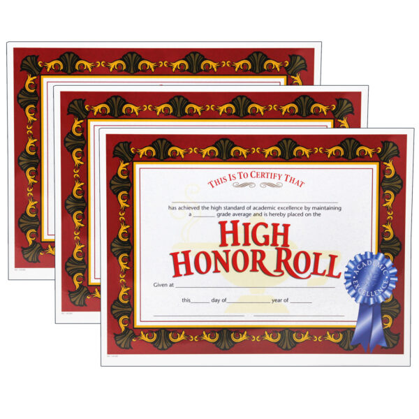 ERSH-VA586-3.jpg High Honor Roll Certificate, 30 Per Pack, 3 Packs
