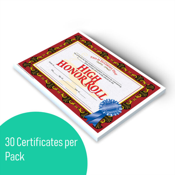ERSH-VA586-3_3.jpg High Honor Roll Certificate, 30 Per Pack, 3 Packs