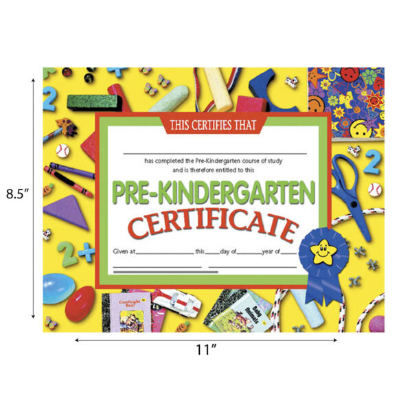 Pre-Kindergarten Certificate, 8.5" x 11", 30 Per Pack, 3 Packs