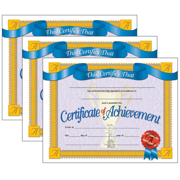 ERSH-VA608-3.jpg Certificate of Achievement, 30 Per Pack, 3 Packs