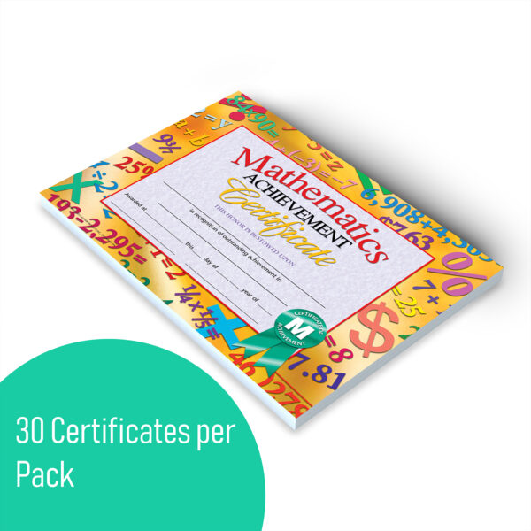 Mathematics Achievement Certificate, 30 Per Pack, 3 Packs