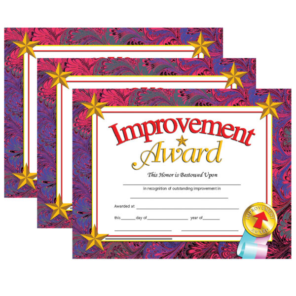 ERSH-VA688-3.jpg Improvement Award Certificate, 30 Per Pack, 3 Packs