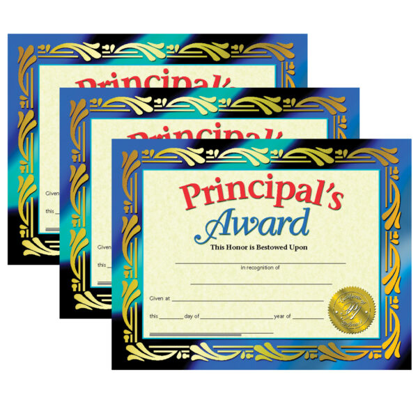 Principal's Award Certificate, 8.5" x 11", 30 Per Pack, 3 Packs