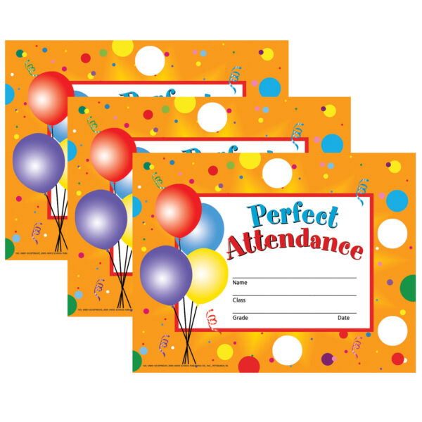 ERSH-VA801-3.jpg Perfect Attendance Certificates & Reward Seals, 30 - 8.5" x 11" Certificates & 160 Seals Per Set, 3 Sets