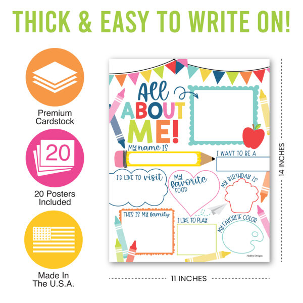 simple read all about me poster set 1 Colorful Star Student Read All About Me Posters, Set of 20