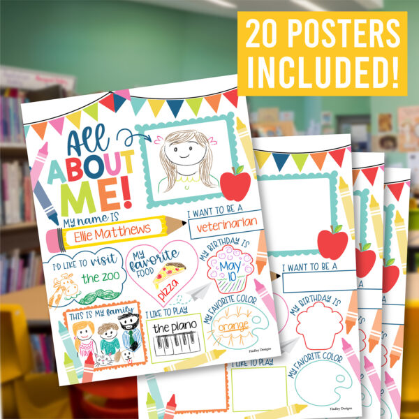 green student of the week poster 1 Colorful Star Student Read All About Me Posters, Set of 20