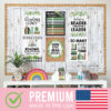 Farmhouse Greenery Reading Posters For Classroom Library Decor, Set of 6