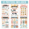 Retro Parts of Speech Language Arts and Grammar Laminated Posters, Set of 12