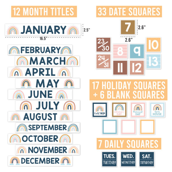 Boho Circle Time Bulletin Board Calendar for Classroom