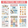 Boho Parts of Speech Language Arts and Grammar Laminated Posters, Set of 12