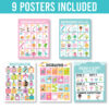 Colorful Sound Wall Phonics and Vowels English Posters, Set of 9