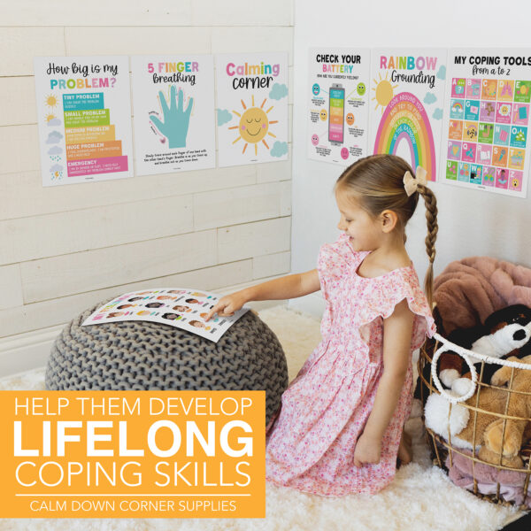 green calming corner classroom decor theme sets 1 Colorful Calming Corner and Feelings Chart Posters, Set of 9