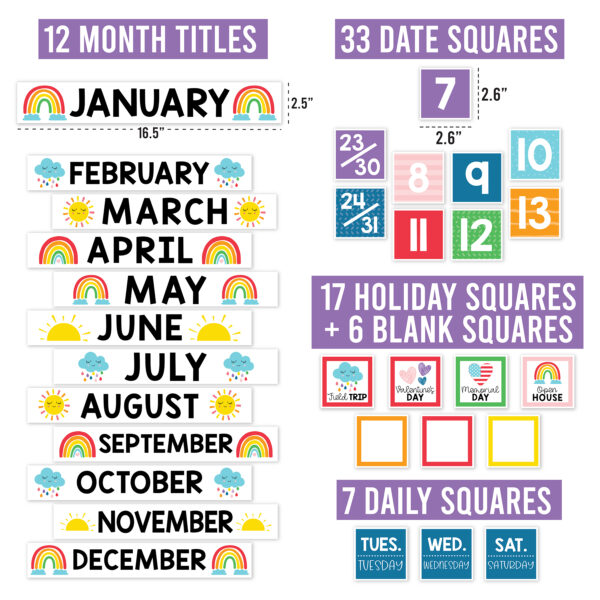 Rainbow Circle Time Bulletin Board Calendar for Classroom
