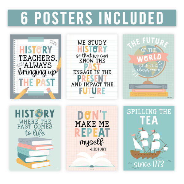 colorful social studies classroom decorations 3rd grade 1 Boho History Bulletin Board Classroom Decor Posters, Set of 6