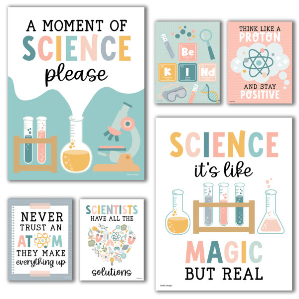 modern earth science classroom decorations middle school Boho Science Bulletin Board Classroom Decor Posters, Set of 6