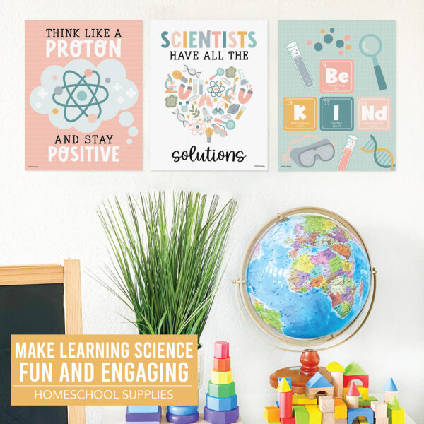 yellow biology classroom decor theme sets 1 Boho Science Bulletin Board Classroom Decor Posters, Set of 6
