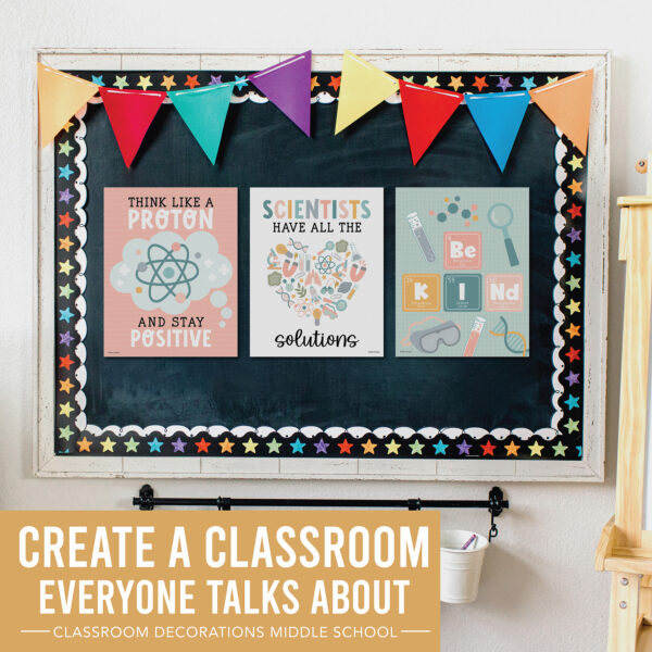 rainbow science classroom posters middle school 1 Boho Science Bulletin Board Classroom Decor Posters, Set of 6